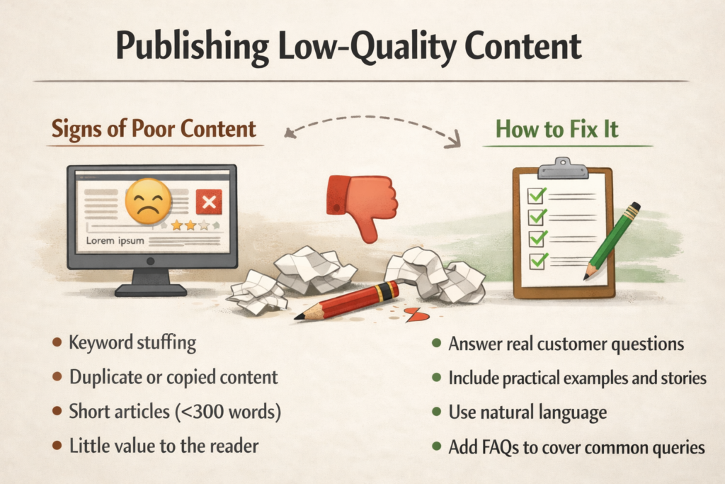 Publishing Low-Quality Content