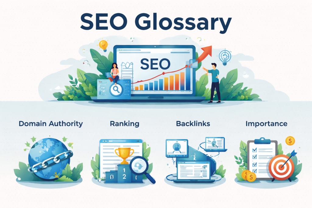 SEO Glossary Terms Domain Authority Ranking Backlinks Importance