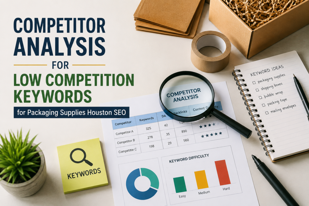 Competitor Analysis for Low Competition Keywords for Packaging Supplies Houston SEO