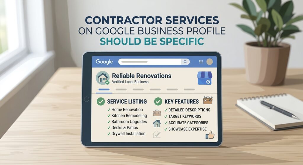 Contractor Services on Google Business Profile Should Be Specific